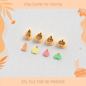 Pumpkin Clay Cutter-set: 6 maten, STL-bestand herfstoorbel (digitale download)