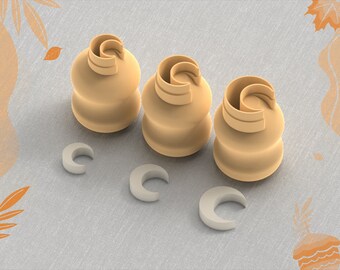 Moon Polymer Clay Cutter, Tiny Cutters, Micro Clay Cutters, 3 Sizes, Digital File