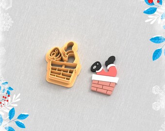 Kerstman in de schoorsteen Clay Cutter, winteroorbel uitstekers, kerst Clay uitstekers, 5 maten, STL-oorbel, digitaal STL-bestand