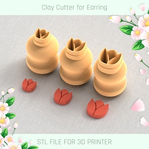 Tulpe Mini Clay Clay Cutter 3 Größen | Polymer Clay Ausstechformen | Micro Cutter | Ohrringherstellung | Digitale Datei