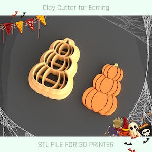 Op de afbeelding: Een 3D-geprinte koekjesvormer voor het maken van koekjes in de vorm van pompoenen. De vormer is gevormd als een stapel van drie pompoenen. STL-bestand voor 3D-printer.