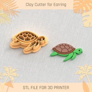 Schildkröten Ausstecher, Sommer Clay Cutters, 4 Größen, STL Ohrring, Digitale STL Datei