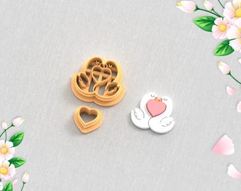 Loving Swans Clay Cutter : Valentine's Day Earring STL File (Digital Download)