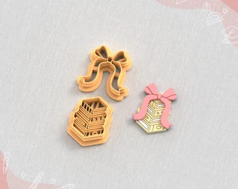 Books and Ribbon Clay Cutter: Autumn Earring STL File (5 Sizes, Digital Download