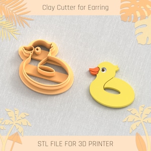 Duck for Swimming Pool Clay Cutter, Summer Clay Cutters, 5 Sizes, STL Earring, Digital STL File