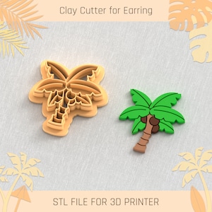 Puede incluir: Un cortador de arcilla para pendientes en forma de palmera, impreso en 3D. El cortador es de color marrón y tiene un diseño detallado. ARCHIVO STL PARA IMPRESORA 3D.