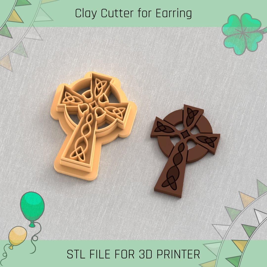 Coupeur d'argile croix celtique : fichier STL de boucle d'oreille de la ...