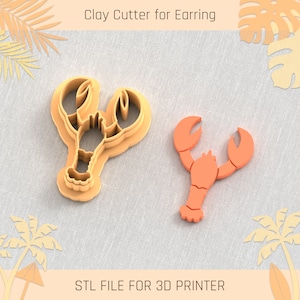 Lobster Clay Cutter, Summer Clay Cutters, 6 Sizes, STL Earring, Digital STL File