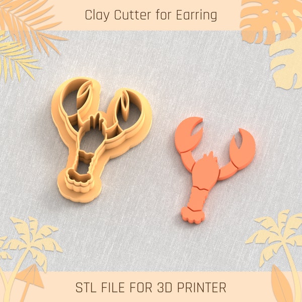 Lobster Summer Clay Cutters, 6 Sizes, STL Earring, Digital STL File