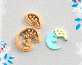 Christmas Moon Clay Cutter: Winter Earring STL File (Digital Download)