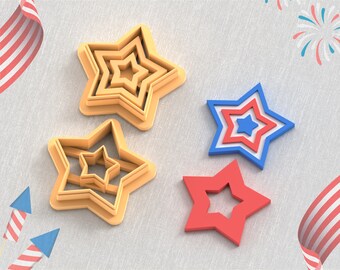 Star Polymer Clay Cutter Set: 4th of July Earring STL File (Digital Download)