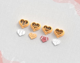 Sport Hearts Pack Clay Cutter, Autumn Clay Cutters, 6 Sizes, STL Earring, Digital STL File
