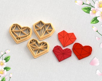 Diamonds Heart Clay Cutter, Valentine's Day Clay Cutter, 5 Sizes, STL Earring, Digital STL File