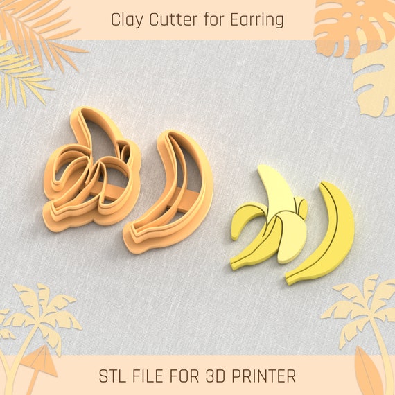 Banana Clay Cutter Set: Summer Earring DIY, 5 Sizes (Digital STL File)