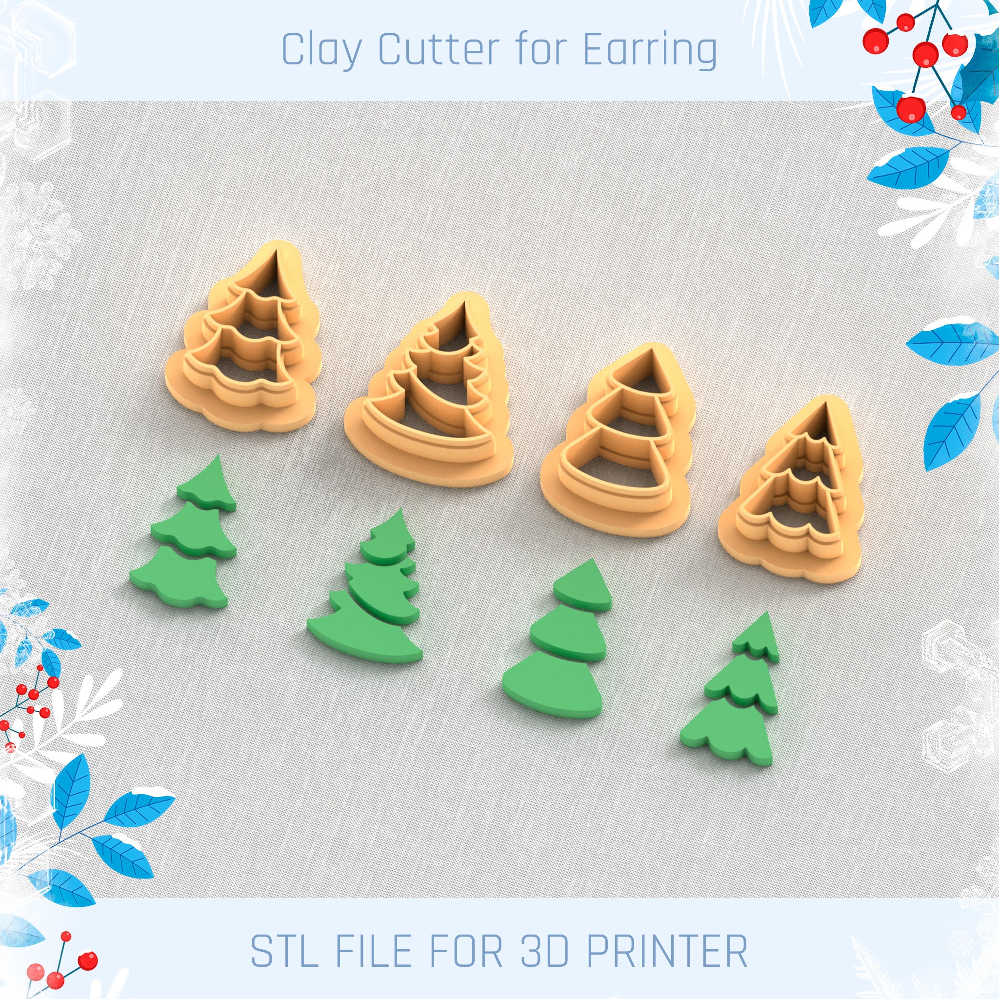 3D file Christmas Clay Cutter Bundle, Winter Polymer Cutters, Santa,  Snowman, Christmas Tree, Presents, Stocking, Reindeer