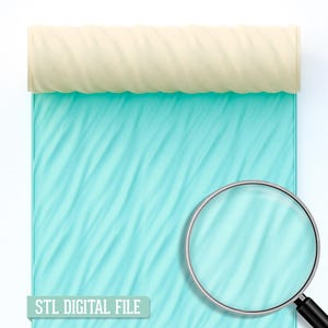 Könnte beinhalten: Eine digitale Datei mit hellblauem Hintergrund und einem cremefarbenen, gerollten Oberteil. Der Text "STL DIGITAL FILE" wird unten angezeigt. Eine Lupe befindet sich im Vordergrund.