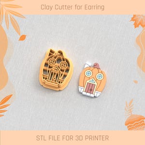 Pumpkin House Clay Cutter: STL-bestand herfstoorbel (5 formaten) (digitale download)