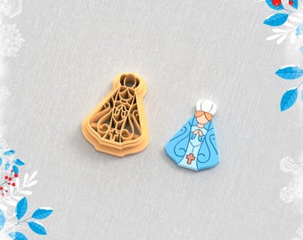 Maagd Maria een kleivormer, winteroorbelstekkers, kerstkleistekkers, 5 maten, STL-oorbel, digitaal STL-bestand