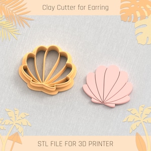 Shell A Clay Cutter, Summer Clay Cutters, 6 Sizes, STL Earring, Digital STL File