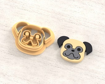 Pug Dog Face Clay Cutter: 3D Print STL File, 5 Sizes (Digital Download)
