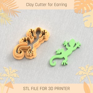 Lizard Clay Cutter for Earrings: 5 Sizes, STL File (Digital Download)
