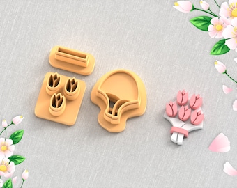 Bouquet of Flowers Clay Cutter: Valentine's Day Earring STL (Digital STL File)