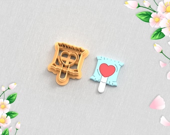 Lollipop Heart Clay Cutter : Valentine's Day Earring STL File (Digital Download)