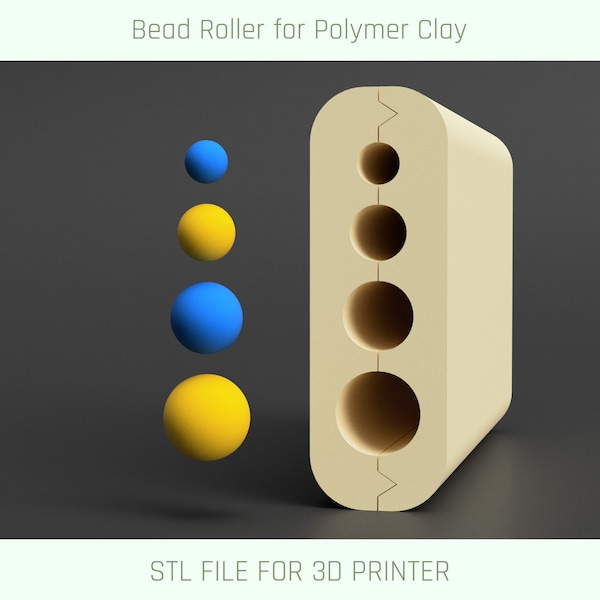 Rouleau à billes rond en pâte polymère, 6-8-10-12 mm, rouleur à billes personnalisé, outil de fabrication de perles, fichier d'imprimante 3D, téléchargement numérique
