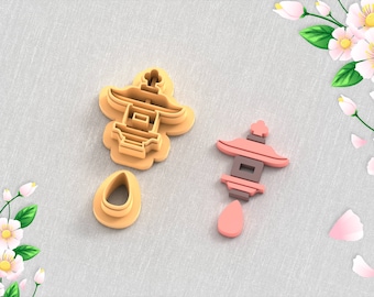 Japanese Temple Earring Clay Cutter: 5 Sizes, STL File (Digital Download)