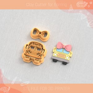 Schoolbus Clay Cutter: STL-bestand herfstoorbel, 5 maten (digitale download)