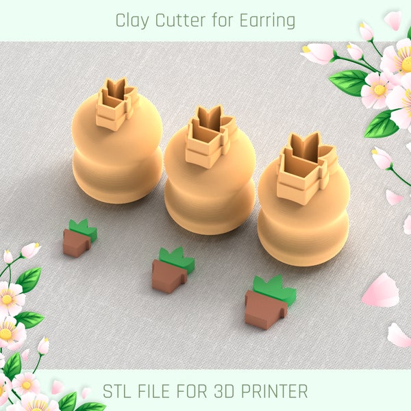 Flowerpot Mini Clay Cutter 3 Sizes | Polymer Clay Cutters | Micro Cutters | Earring Making | Digital File