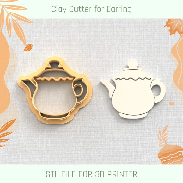 Teapot Polymer Clay Cutter, 5 tailles, boucle d’oreille STL, fichier STL numérique