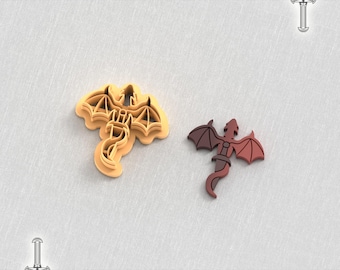 Dragon with Knife Clay Cutter: Earring DIY (Digital STL File)
