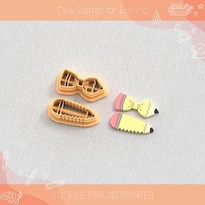 Potlood Clay Cutter STL-bestand: 6 maten, oorbellen (digitale download)