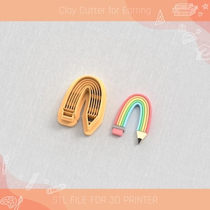 Rainbow Pencil Clay Cutter: STL-bestand voor oorbellen (digitale download, 5 maten)