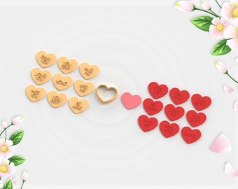 Heart Stamps Clay Cutter, Conversation Heart Stamps, Valentine's Day Clay Cutter, 5 Sizes, STL Earring, Digital STL File