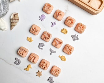 MINI Ocean Clay Cutters | Stud Size Clay Cutter | Ocean Stud Clay Cutter | 12 Mini Cutters | Digital STL File