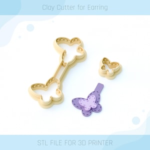 Schmetterling Schlüsselanhänger Cutter, Stich Schlüsselanhänger Cutters, 3 Größen, STL Ohrring, Digitale STL Datei