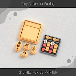 Sushi Box D Polymer Clay Cutter, Basic Clay Cutters, 4 Sizes, STL Earring, Digital STL File
