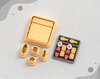 Sushi Box Polymer Clay Cutter: Earring STL File, 4 Sizes (Digital Download)