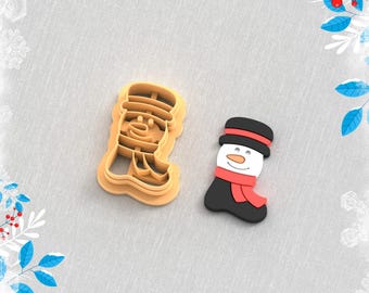 Sneeuwpop sokkleivorm, winteroorbelsteker, kerstkleivorm, 5 maten, STL-oorbel, digitaal STL-bestand