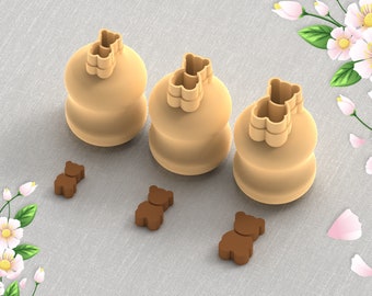 Teddy Bear Valentine Clay Cutter Set: Mini Earring Making (Digital File)