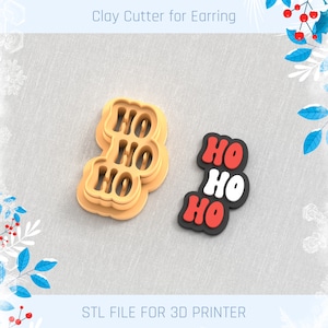 Christmas Stamp Text H0 HO Clay Cutter, Winter Earring Cutters, Christmas Clay Cutters, 4 Sizes, STL Earring, Digital STL File