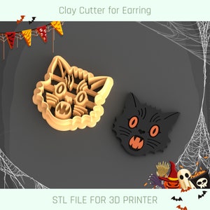 May include: Two 3D printed black cat face cookie cutters for Halloween. STL file for 3D printer.