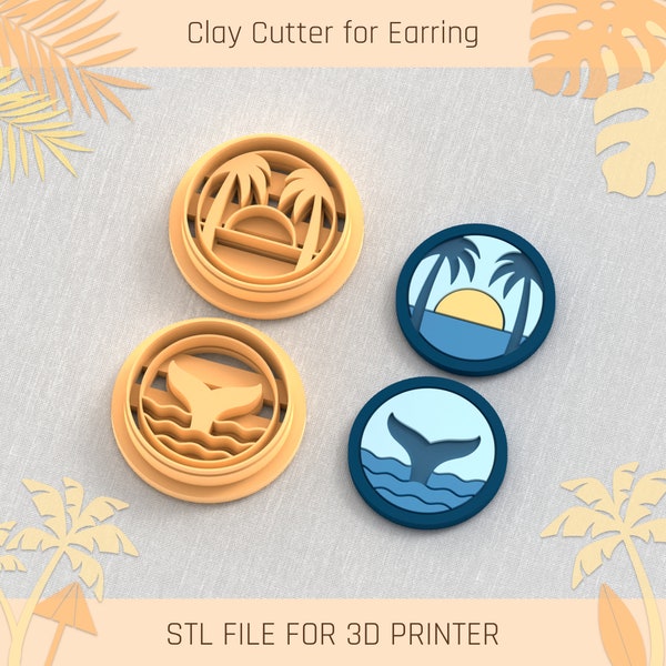 Summer Coins Clay Cutter, Summer Clay Cutters, 5 Sizes, STL Earring, Digital STL File