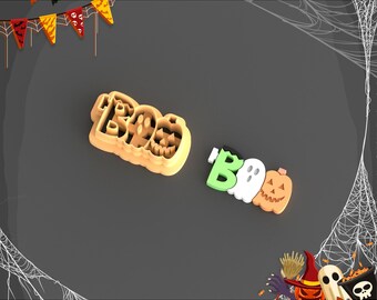 Halloween Clay Cutter: 'Boo' Earring STL File, 5 Sizes (Digital Download)