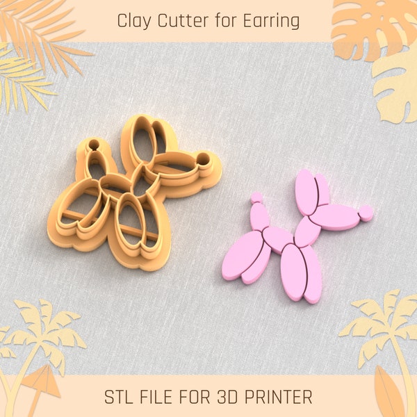 Balloon Dog Polymer Clay Cutter, Balloon Dog Earring, Summer Clay Cutters, 5 Sizes, STL Earring, Digital STL File