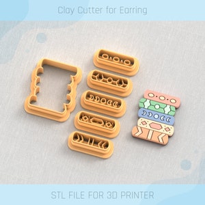 Book Stack Five Books Clay Cutter, Shelves Accessories, Bookshelf Clay Cutter, 3 Sizes, STL Earring, Digital STL File
