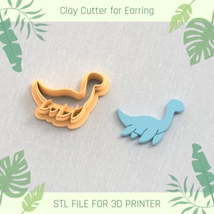 Plesiosaurus Dinosaur Clay Cutter, Dino Clay Cutter, 6 Sizes, STL Earring, Digital STL File