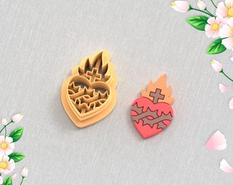 Wycinak do gliny Sacred Heart Clay Cutter: plik STL do kolczyków walentynkowych (pobranie cyfrowe)